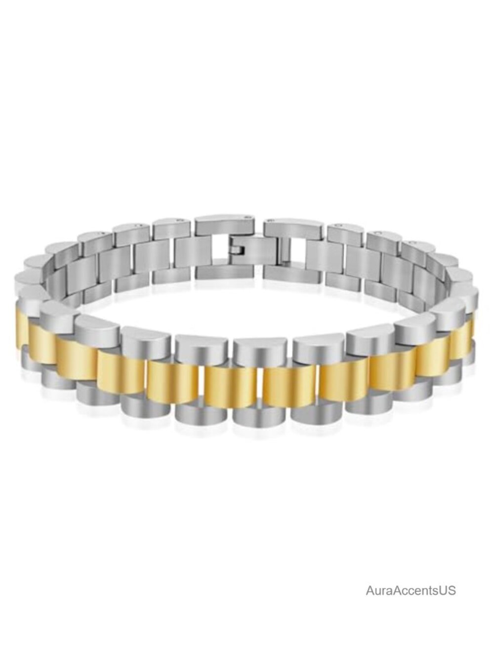 Gold Plated Stainless Steel Chain Bracelet Waterproof 10mm Wide 7 Inch